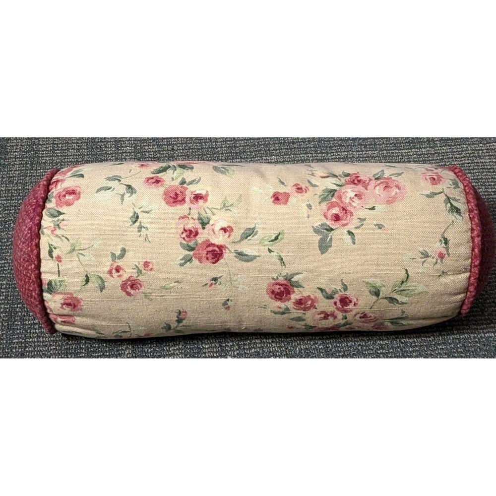 Soft Impressions Accent Pillow Roll Roses Shabby Chic Farmhouse Country Cylinder
